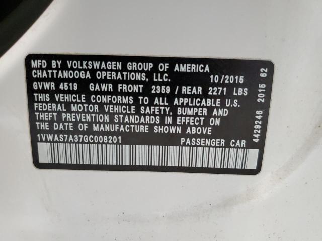 1VWAS7A37GC008201 Volkswagen PASSAT S