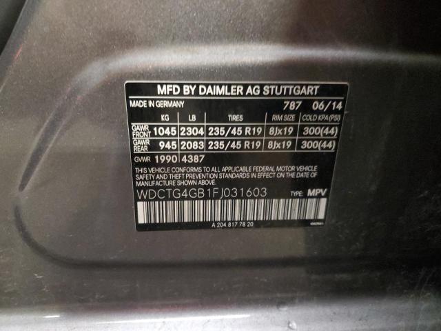 WDCTG4GB1FJ031603 Mercedes-Benz Gla 250 4matic