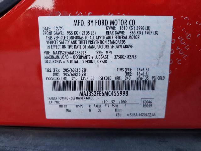 MAJ3S2FE6MC455998 Ford ECOSPORT S