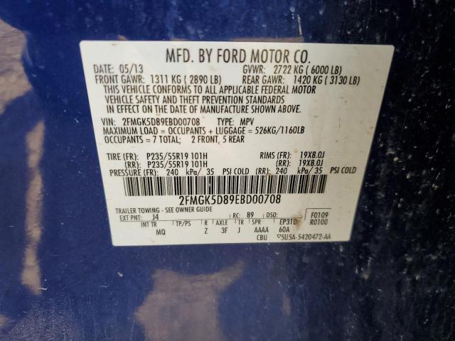 2FMGK5D89EBD00708 Ford Flex Limited
