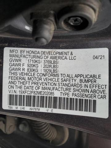 19XFC2F82ME202085 Honda Civic Sport