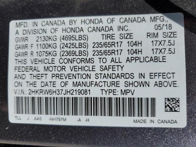 2HKRW6H37JH219081 Honda CR-V LX
