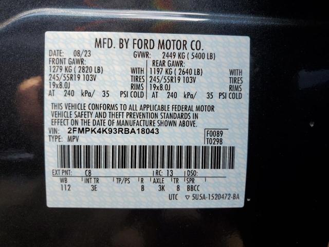 2FMPK4K93RBA18043 Ford Edge Titanium