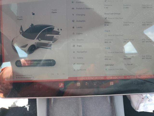 5YJ3E1EB1NF261726 Tesla MODEL 3