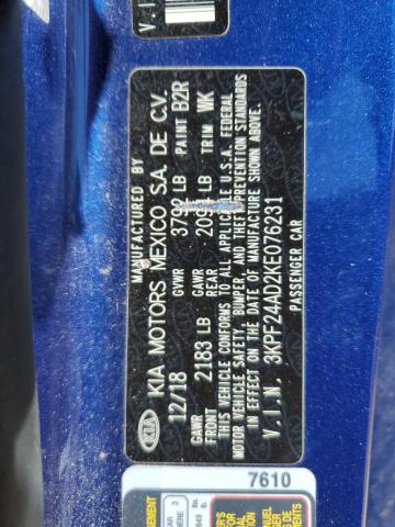3KPF24AD2KE076231 KIA FORTE FE