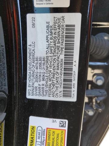 1HGCV1F45NA068084 Honda Accord Sport Se
