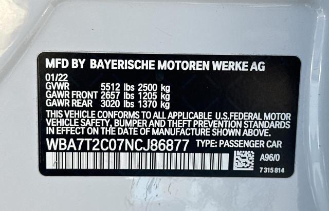 WBA7T2C07NCJ86877 BMW 740 I