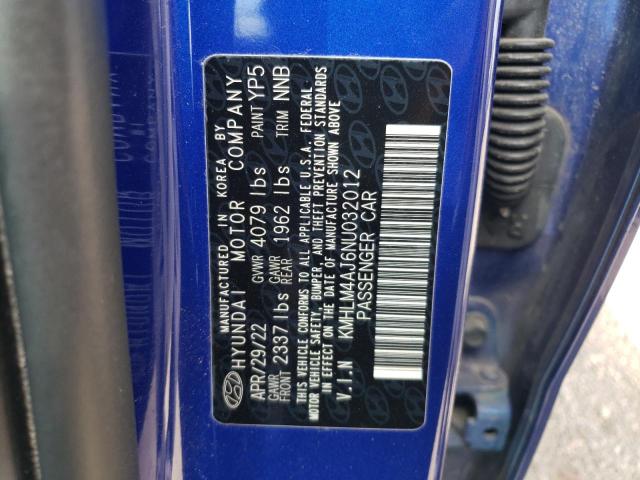 KMHLM4AJ6NU032012 Hyundai Elantra Blue