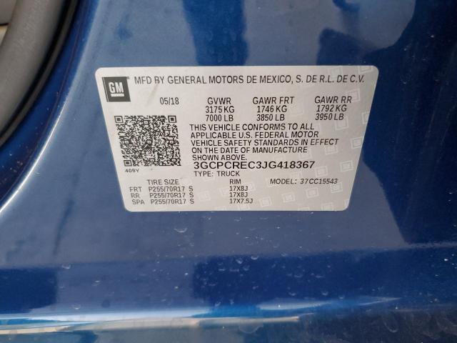 3GCPCREC3JG418367 Chevrolet Silverado C1500 Lt