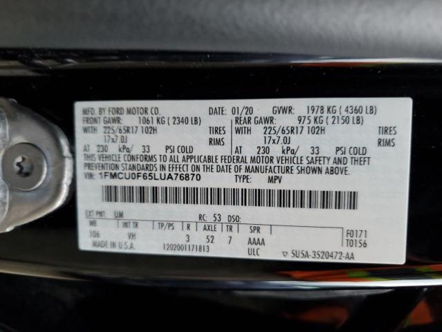1FMCU0F65LUA76870 Ford ESCAPE S