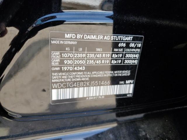 WDCTG4EB2KJ551466 Mercedes-Benz GLA 250