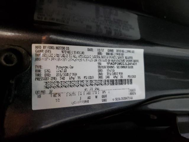 1FADP3M22JL241431 Ford FOCUS SEL