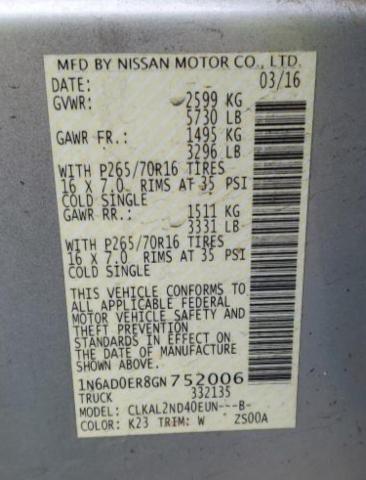 1N6AD0ER8GN752006 Nissan FRONTIER S
