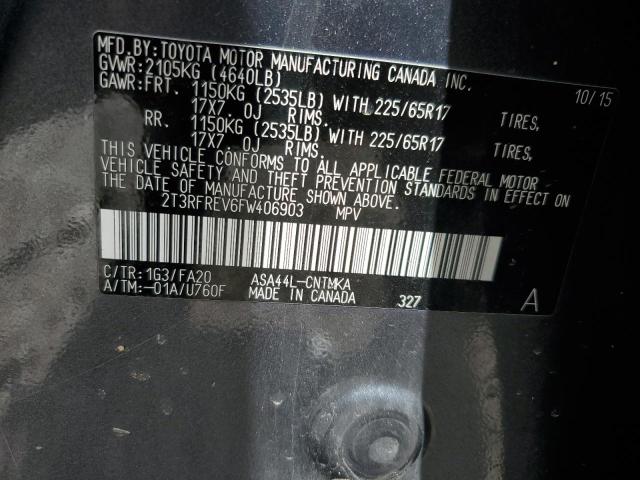 2T3RFREV6FW406903 Toyota Rav4 Xle