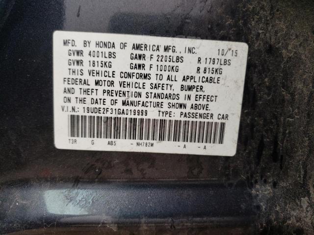 19UDE2F31GA019999 Acura Ilx Base Watch Plus