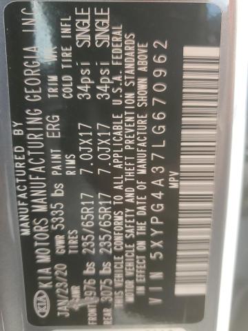 5XYPG4A37LG670962 KIA SORENTO L
