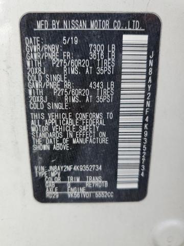 JN8AY2NF4K9352734 Nissan Armada Platinum