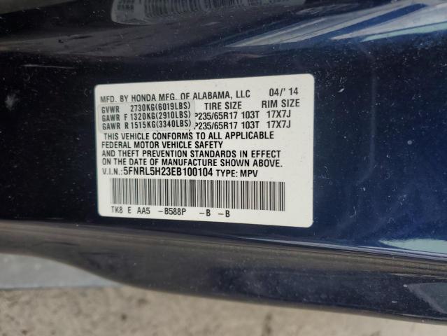 5FNRL5H23EB100104 Honda ODYSSEY LX
