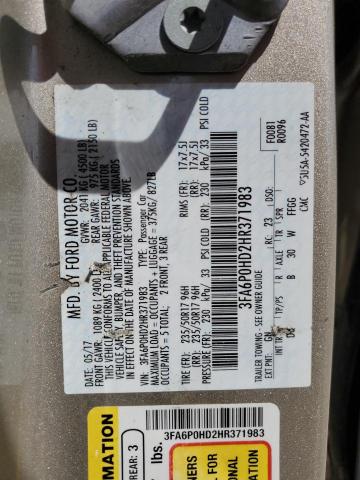 3FA6P0HD2HR371983 Ford FUSION SE