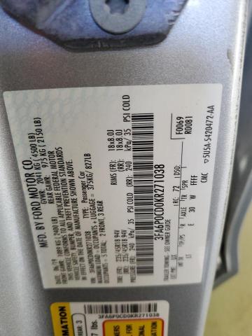 3FA6P0CD0KR271038 Ford FUSION SEL