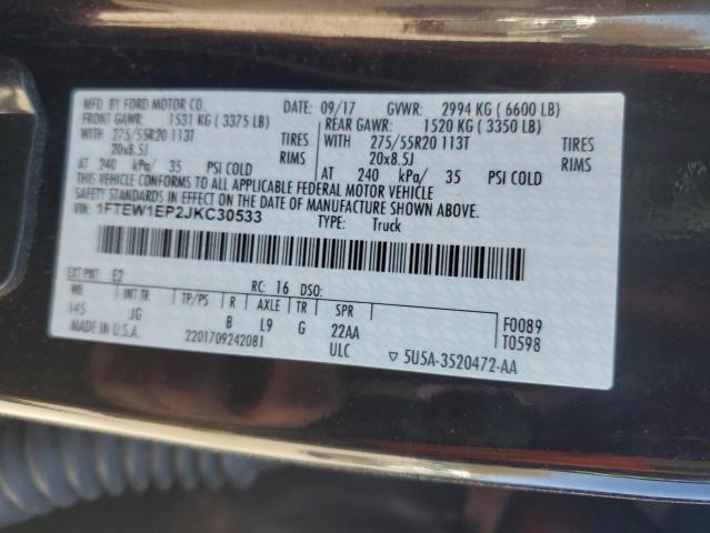 1FTEW1EP2JKC30533 Ford F150 Supercrew