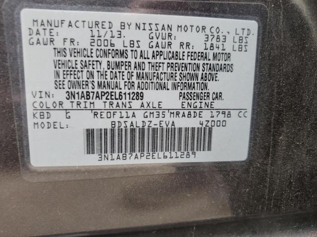 3N1AB7AP2EL611289 Nissan SENTRA S