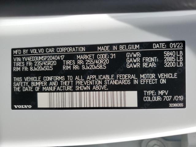 YV4ED3UM5P2040417 Volvo Xc40 Recharge Ultimate