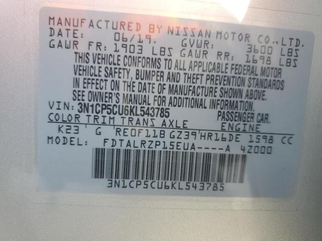 3N1CP5CU6KL543785 Nissan KICKS S