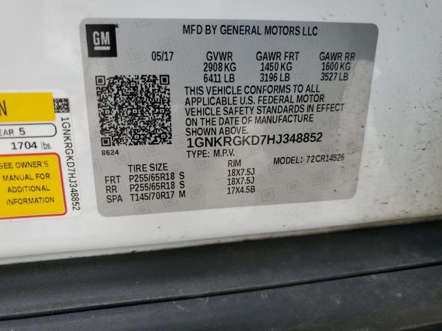1GNKRGKD7HJ348852 Chevrolet Traverse Lt