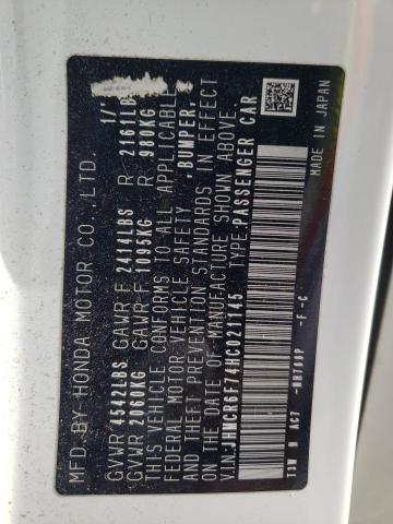 JHMCR6F74HC021145 Honda Accord Touring Hybrid