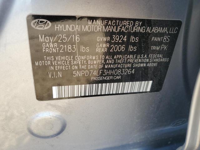 5NPD74LF3HH083264 Hyundai ELANTRA SE