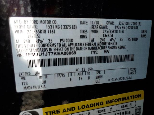 1FMJU1JT7KEA08069 Ford Expedition Xlt