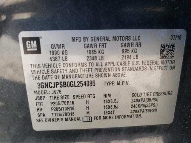 3GNCJPSB0GL254085 Chevrolet TRAX 1LT