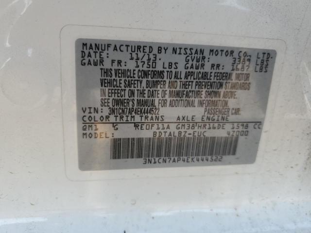 3N1CN7AP4EK444522 Nissan VERSA S