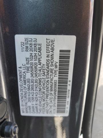 5FNYF6H24NB099683 Honda PILOT SE