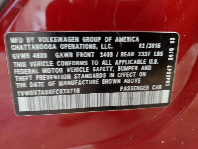 1VWBV7A3XFC073716 Volkswagen PASSAT SE