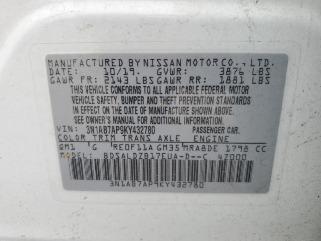 3N1AB7AP9KY432780 Nissan SENTRA S