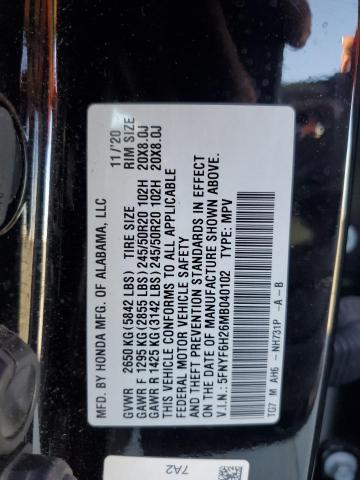 5FNYF6H26MB040102 Honda PILOT SE
