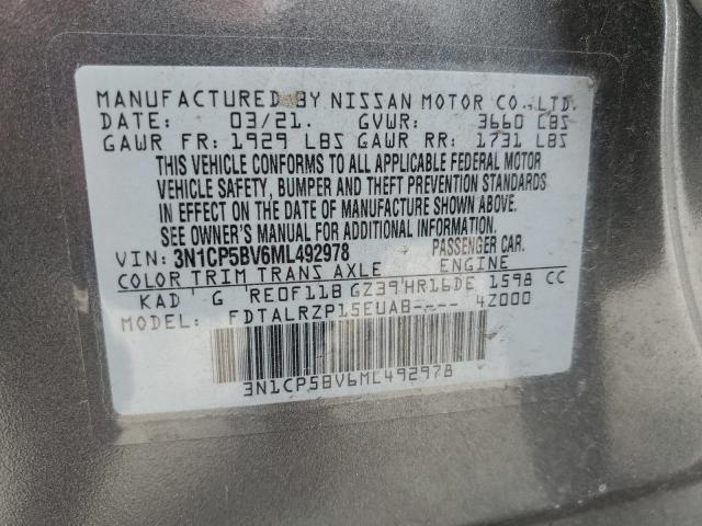 3N1CP5BV6ML492978 Nissan KICKS S