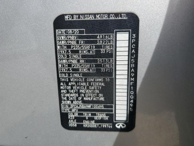 3PCAJ5BA9MF100495 Infiniti Qx50 Luxe
