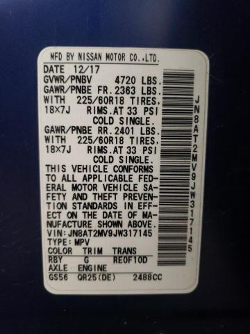 JN8AT2MV9JW317145 Nissan ROGUE S