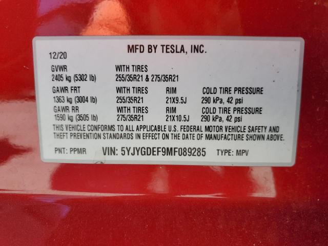 5YJYGDEF9MF089285 Tesla Model Y