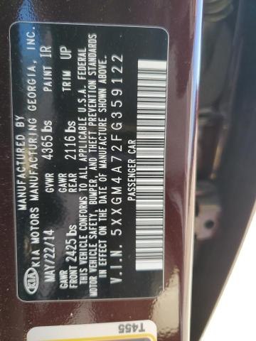 5XXGM4A72FG359122 KIA Optima Lx