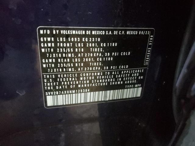 3VV2B7AX0NM129384 Volkswagen TIGUAN SE