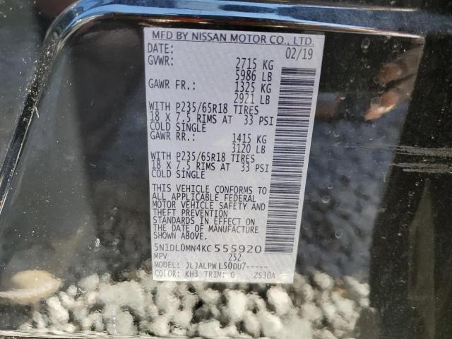 5N1DL0MN4KC555920 Infiniti QX60 LUXE