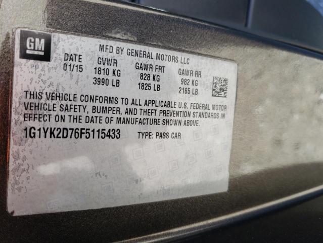 1G1YK2D76F5115433 Chevrolet Corvette Stingray Z51 2lt