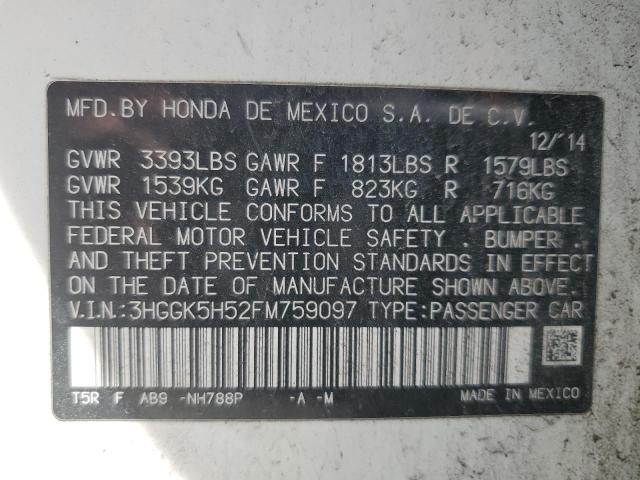 3HGGK5H52FM759097 Honda FIT LX