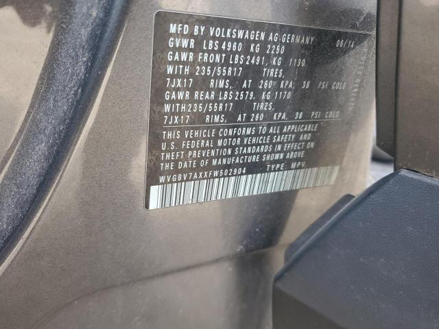 WVGBV7AXXFW502904 Volkswagen TIGUAN S