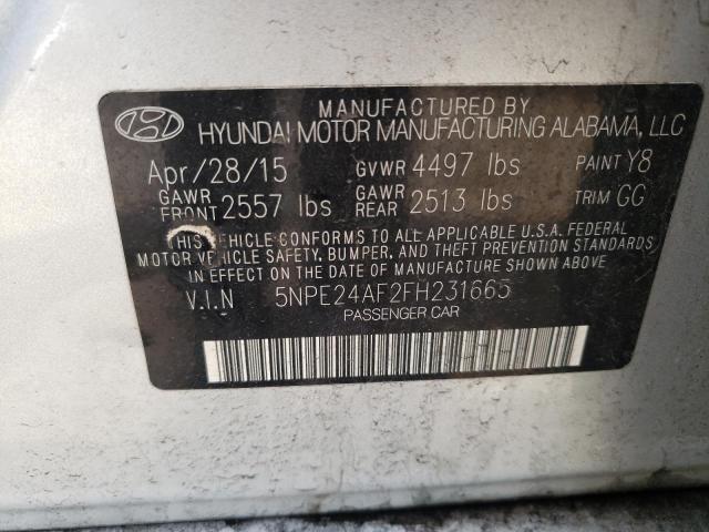 5NPE24AF2FH231665 Hyundai SONATA SE