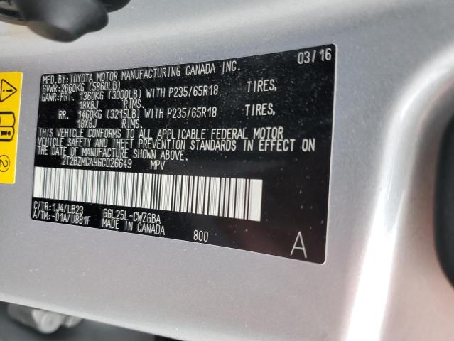 2T2BZMCA9GC026649 Lexus Rx 350 Base